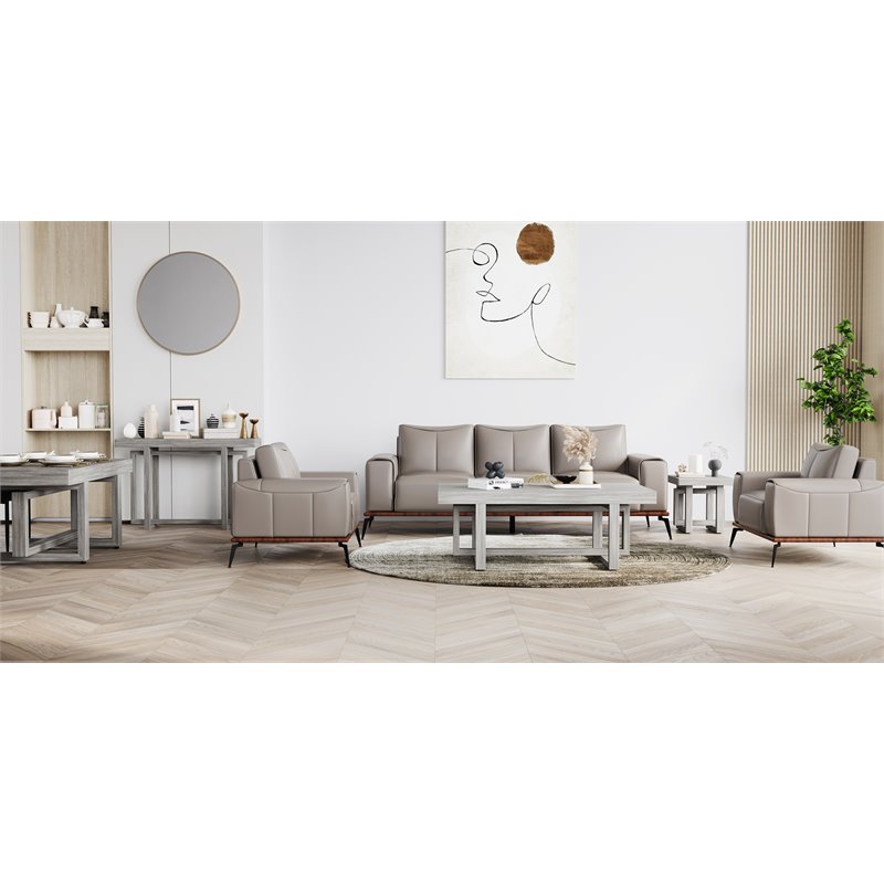 Contemporary Wood End Table in Barley Natural