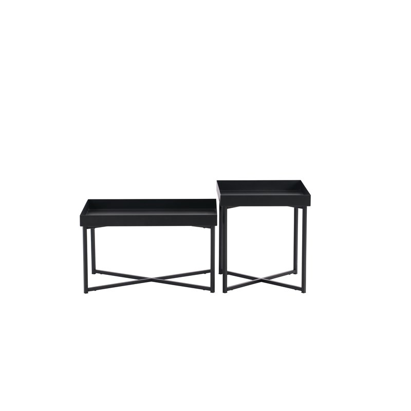 Contemporary Metal Coffee Tables in Black (Set of 2)