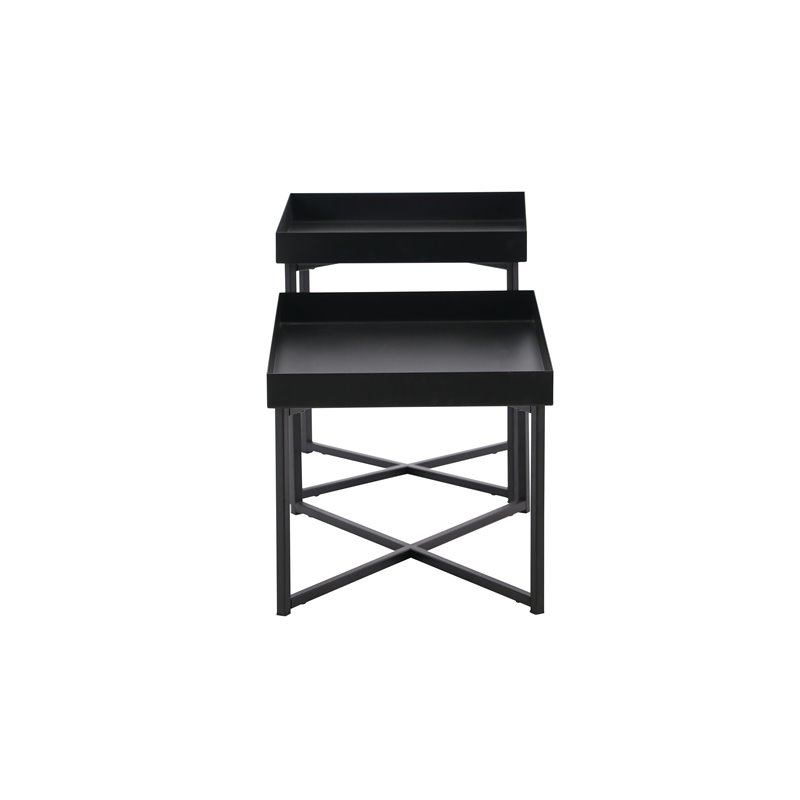 Contemporary Metal Coffee Tables in Black (Set of 2)