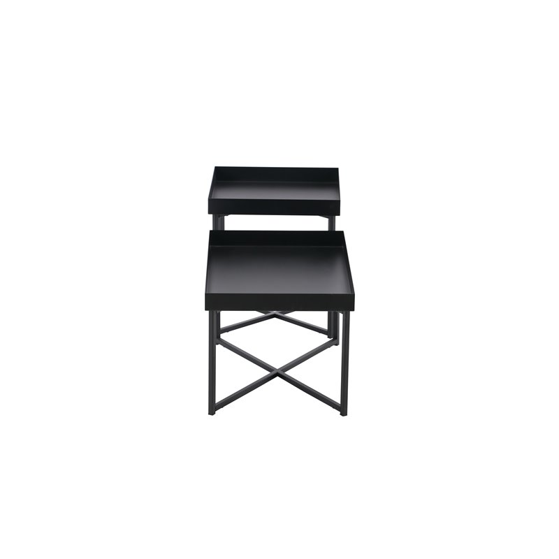 Contemporary Metal Coffee Tables in Black (Set of 2)