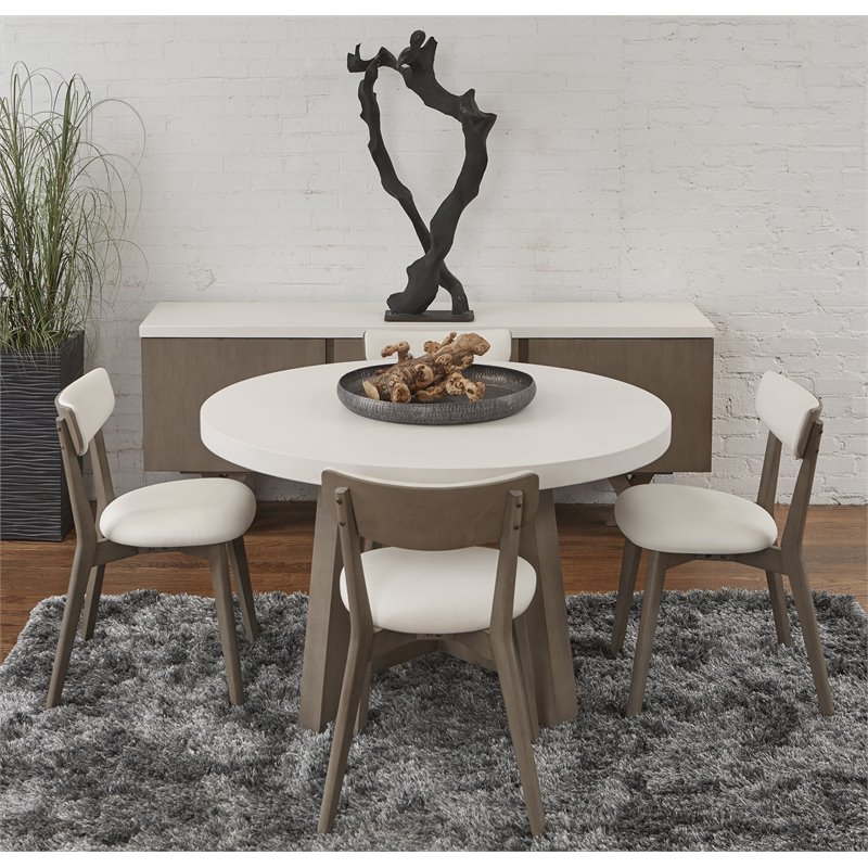 Unique Furniture Contemporary Wood Dining Chair in Gray/Cream