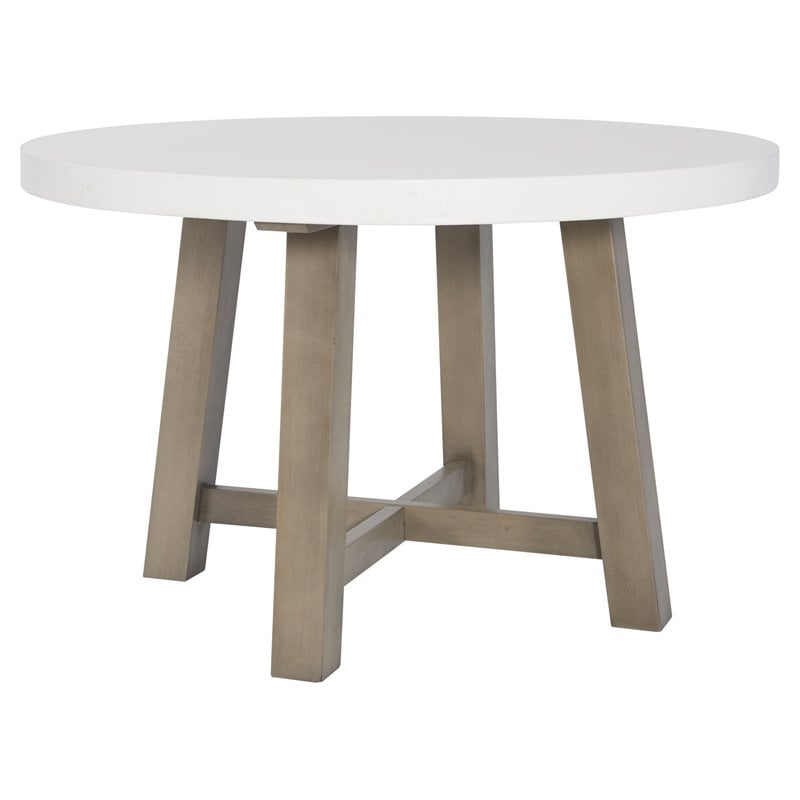 Unique Furniture Contemporary Wood & Concrete Dining Table in Gray/White