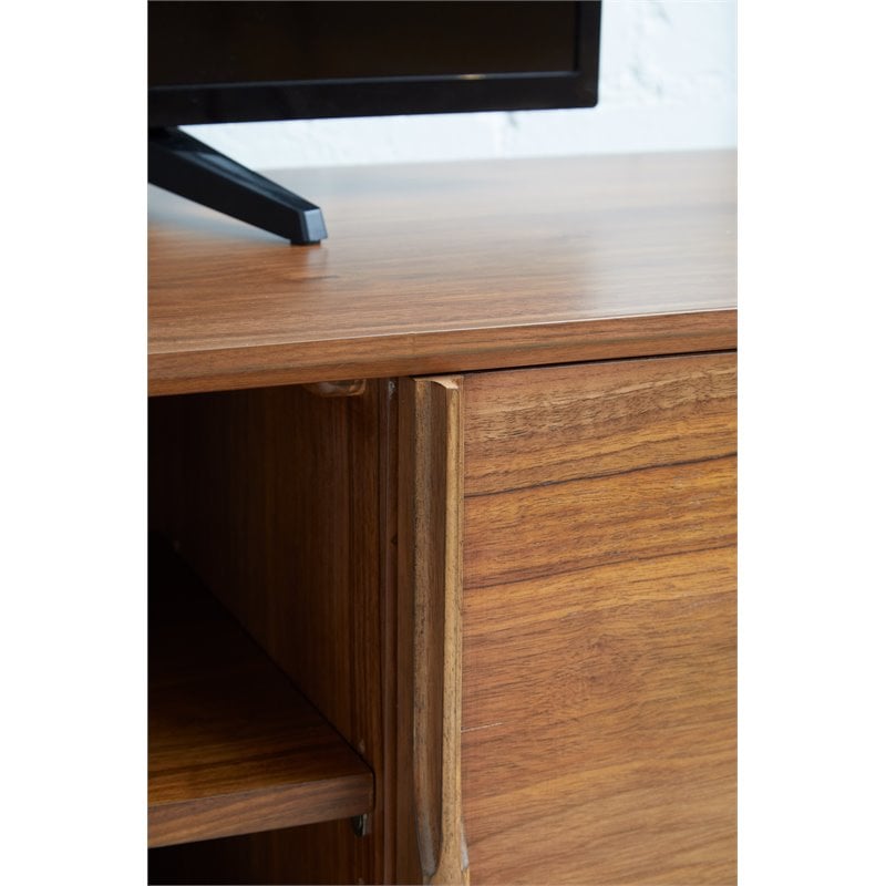 2-Door Mid-Century Wood Media Cabinet in Walnut