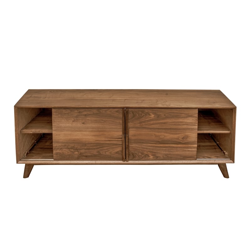 2-Door Mid-Century Wood Media Cabinet in Walnut