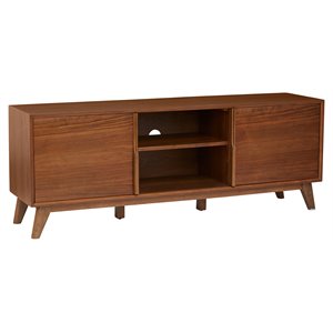 2-Door Mid-Century Wood Media Cabinet in Walnut