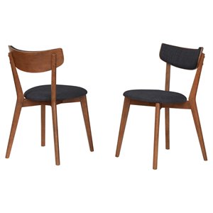 upholstered mid-century wood dining chair in walnut