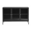 U3-Door Contemporary Glass & Metal Sideboard in Black