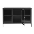 U3-Door Contemporary Glass & Metal Sideboard in Black