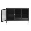 U3-Door Contemporary Glass & Metal Sideboard in Black