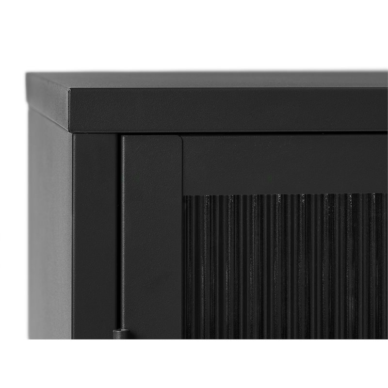 U3-Door Contemporary Glass & Metal Sideboard in Black