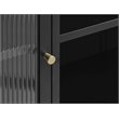 U3-Door Contemporary Glass & Metal Sideboard in Black