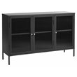 U3-Door Contemporary Glass & Metal Sideboard in Black