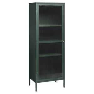 1-door glass & metal display cabinet in green
