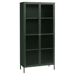 75&quot Contemporary Glass & Metal Display Cabinet in Green