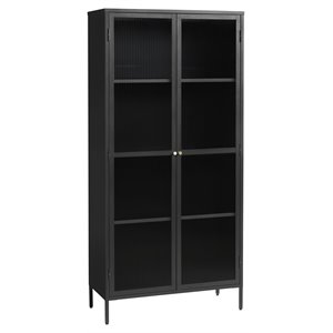 75&quot Contemporary Glass & Metal Display Cabinet in Black