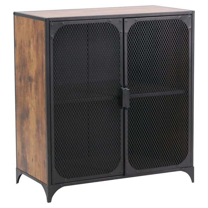 Unique Furniture Louis 2Door Contemporary Wood & Steel in