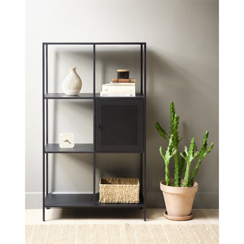 3-Shelf Contemporary Metal Bookcase in Black