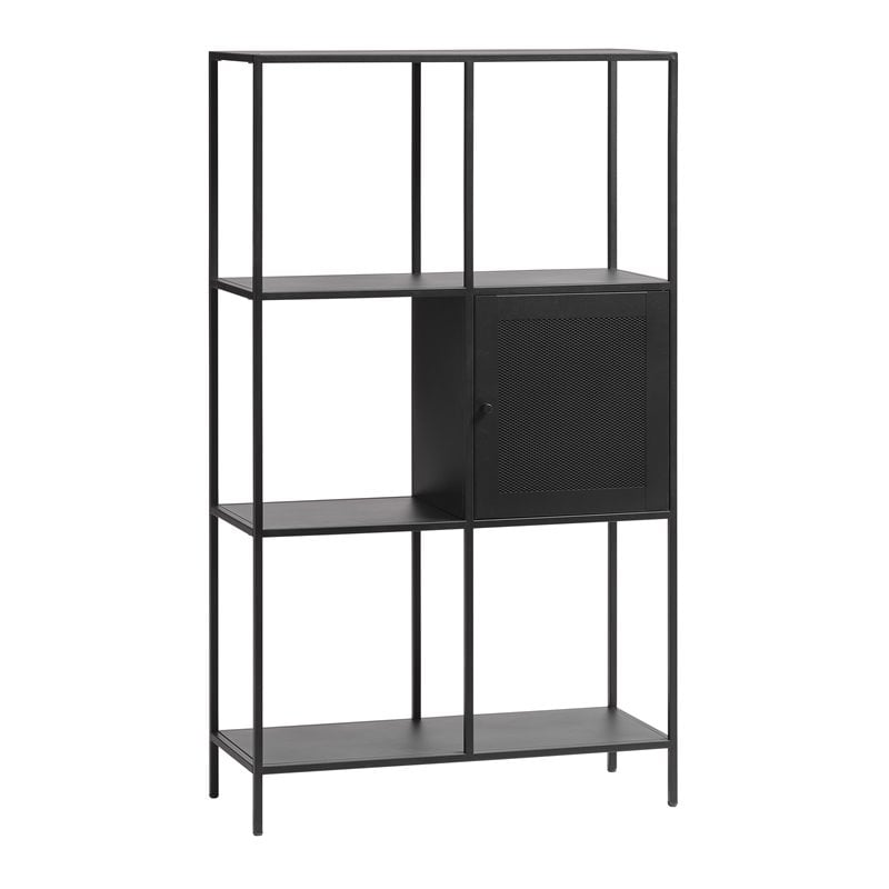 3-Shelf Contemporary Metal Bookcase in Black