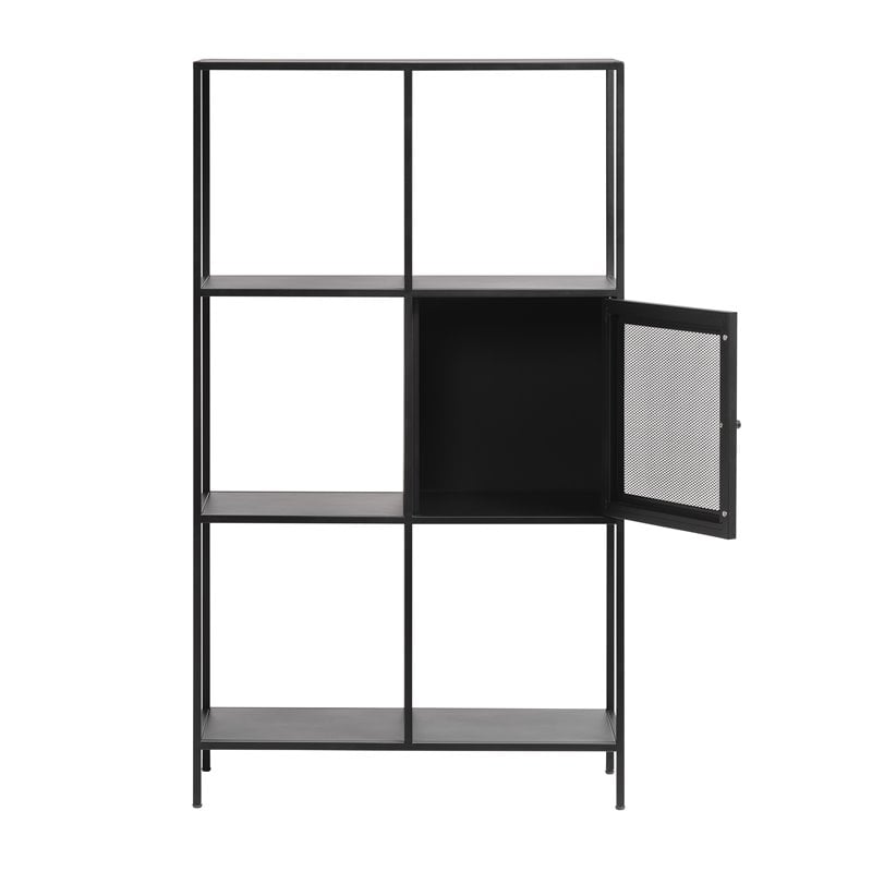3-Shelf Contemporary Metal Bookcase in Black