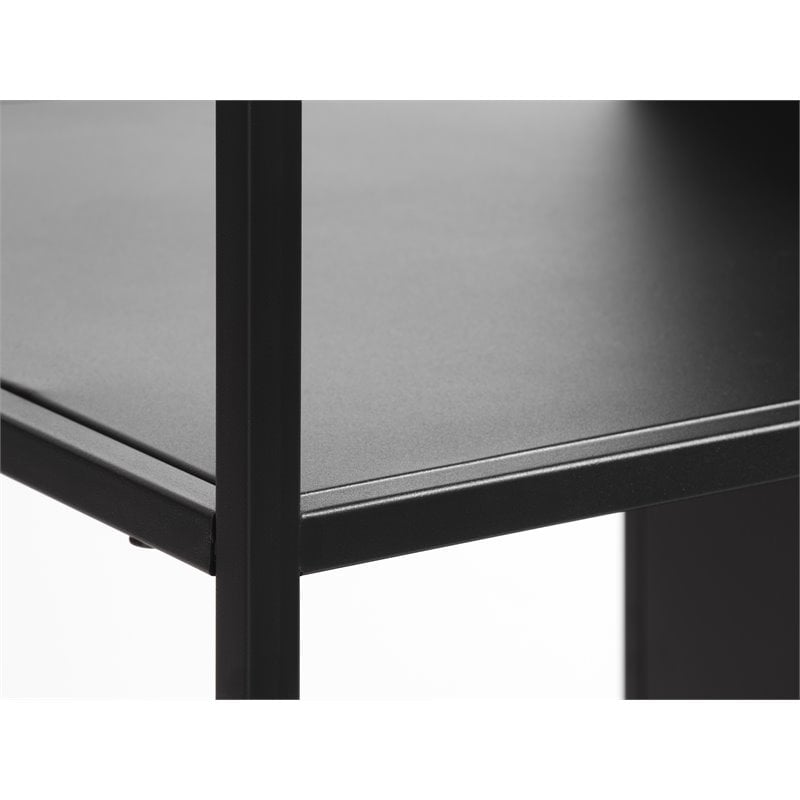 3-Shelf Contemporary Metal Bookcase in Black