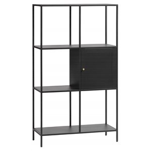 unique furniture malibu 3-shelf contemporary metal bookcase in black