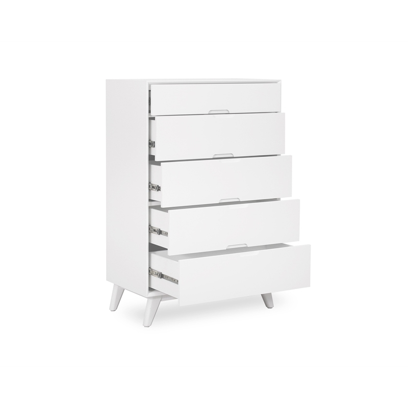 Mid-Century Modern High Chest - White