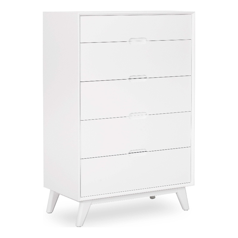 Mid-Century Modern High Chest - White