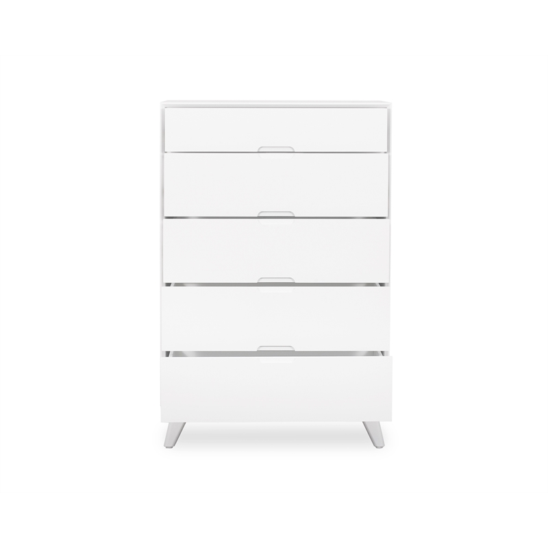 Mid-Century Modern High Chest - White