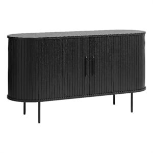 Unique Furniture Engineered Wood Rounded Sliding Door 55&quot Sideboard in Black Oak