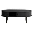 Unique Furniture Engineered Wood Rounded Sliding Door Coffee Table in Black Oak