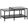 Unique Furniture Metal and Fluted Glass Nesting Coffee Table Set in Black