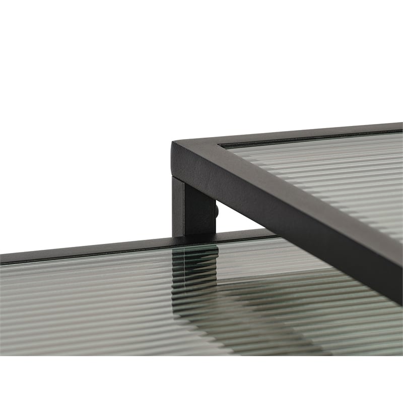 Unique Furniture Metal and Fluted Glass Nesting Coffee Table Set in Black