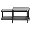 Unique Furniture Metal and Fluted Glass Nesting Coffee Table Set in Black