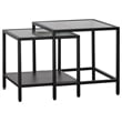 Unique Furniture Metal and Fluted Glass Nesting End Table Set in Black