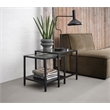 Unique Furniture Metal and Fluted Glass Nesting End Table Set in Black
