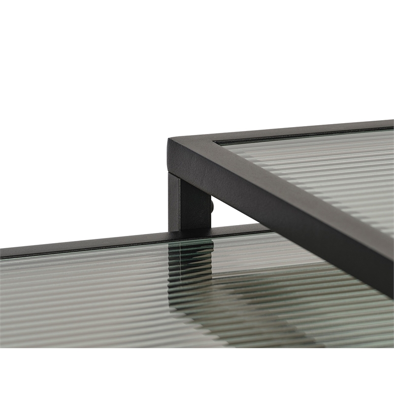 Unique Furniture Metal and Fluted Glass Nesting End Table Set in Black