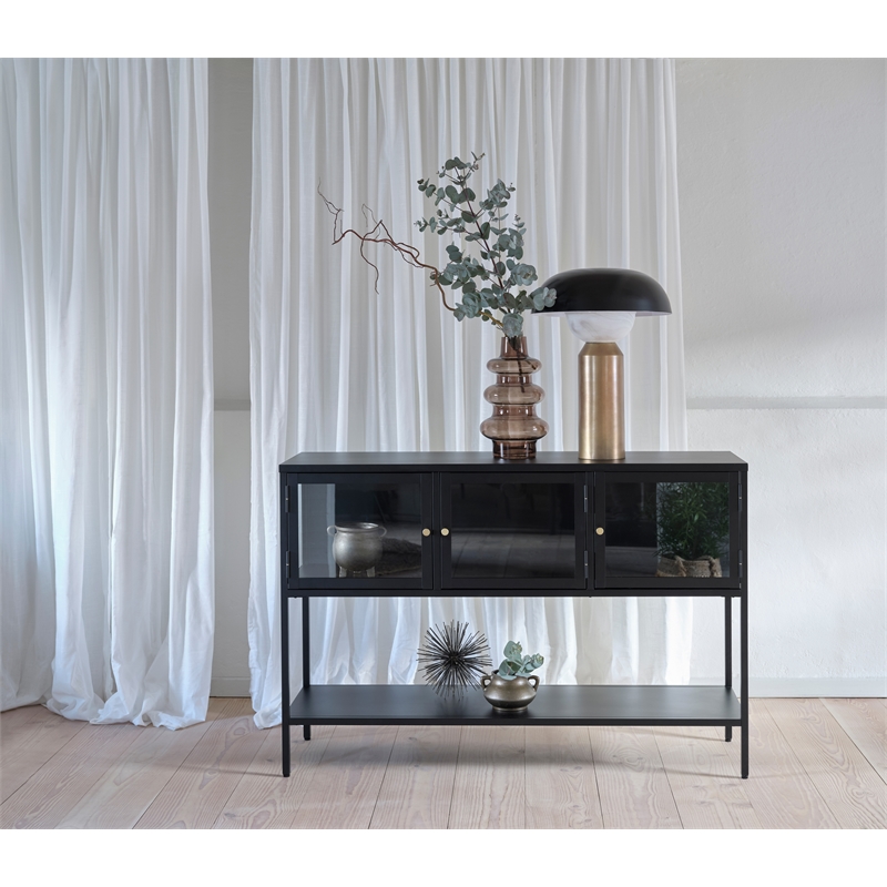 52-inch Wide Metal and Glass Sideboard - Black
