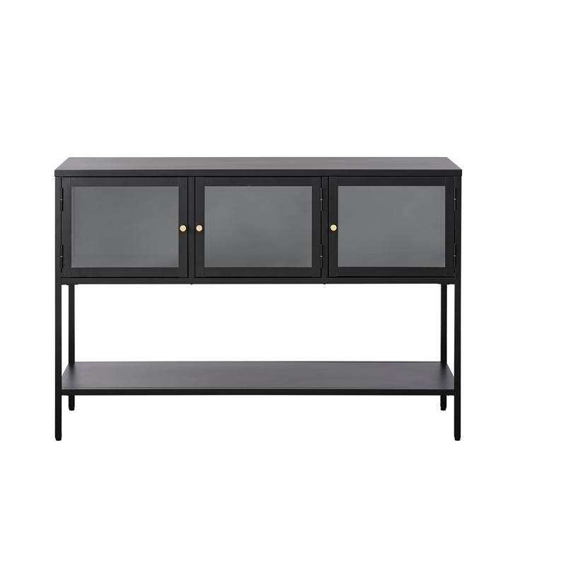 52-inch Wide Metal and Glass Sideboard - Black