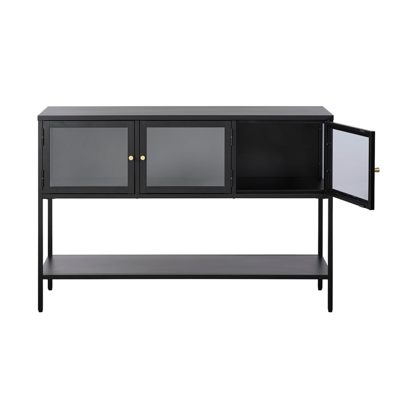 52-inch Wide Metal and Glass Sideboard - Black