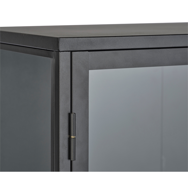 52-inch Wide Metal and Glass Sideboard - Black