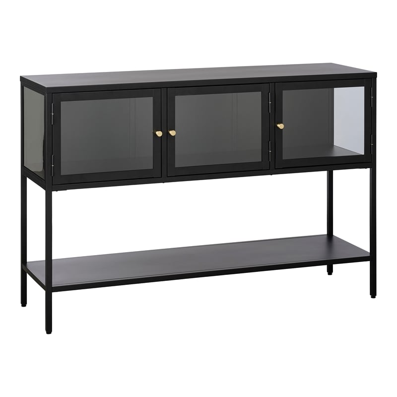 52-inch Wide Metal and Glass Sideboard - Black