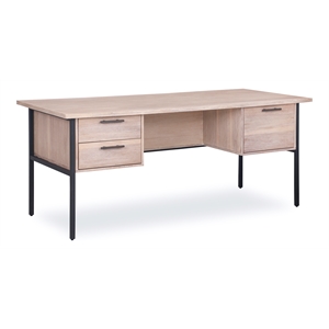71-inch Large Mountain White Wood Veneered Desk with Finished Back