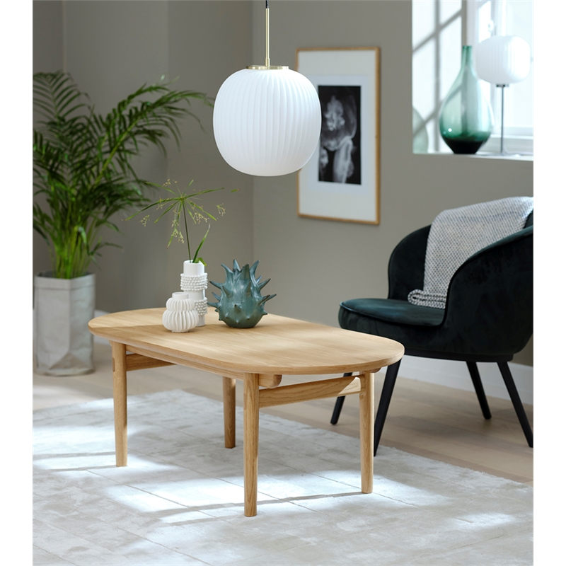 Unique Furniture Mid-Century Modern Oval Coffee Table in Natural Oak