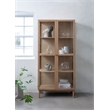 Modern 75-inch High Glass Panel Cabinet - Natural Oak