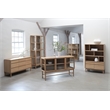 Modern 75-inch High Glass Panel Cabinet - Natural Oak