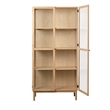 Modern 75-inch High Glass Panel Cabinet - Natural Oak