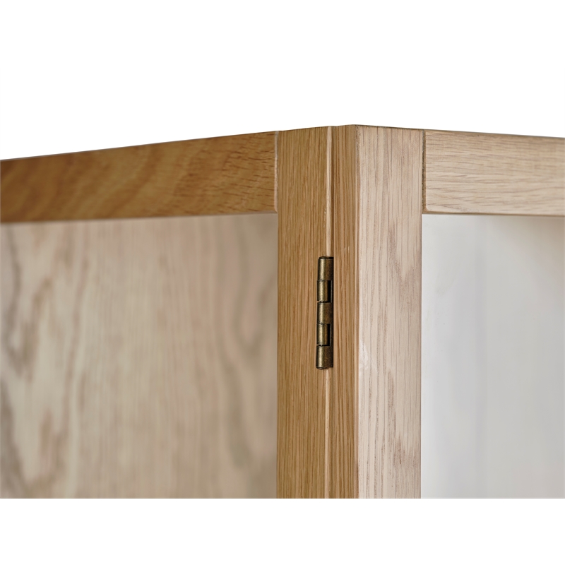 Modern 75-inch High Glass Panel Cabinet - Natural Oak