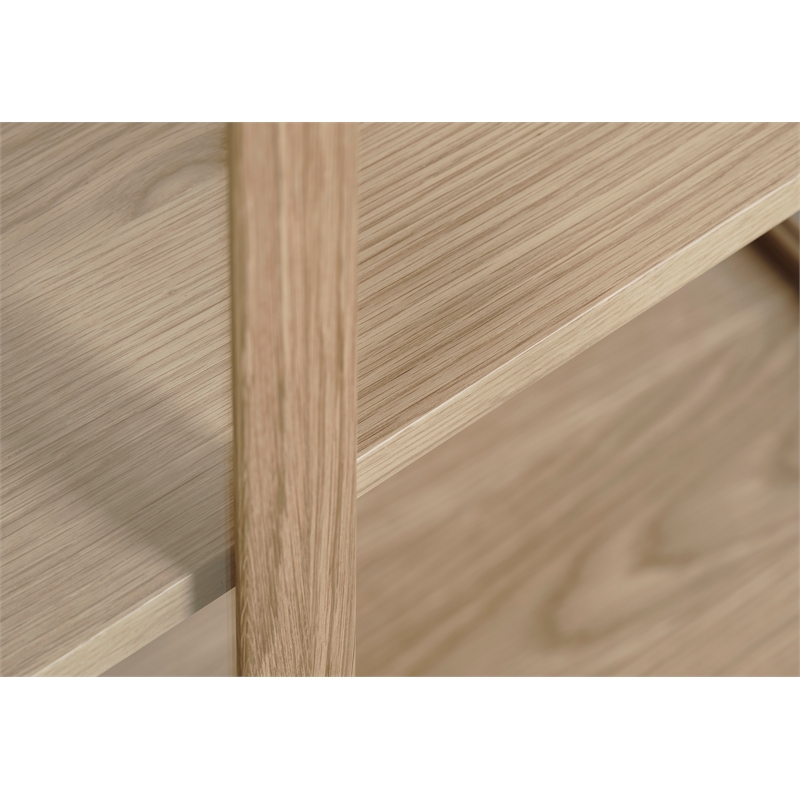 Modern 75-inch High Glass Panel Cabinet - Natural Oak