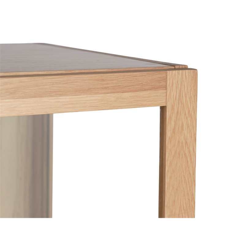 Modern 75-inch High Glass Panel Cabinet - Natural Oak