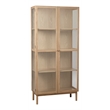 Modern 75-inch High Glass Panel Cabinet - Natural Oak